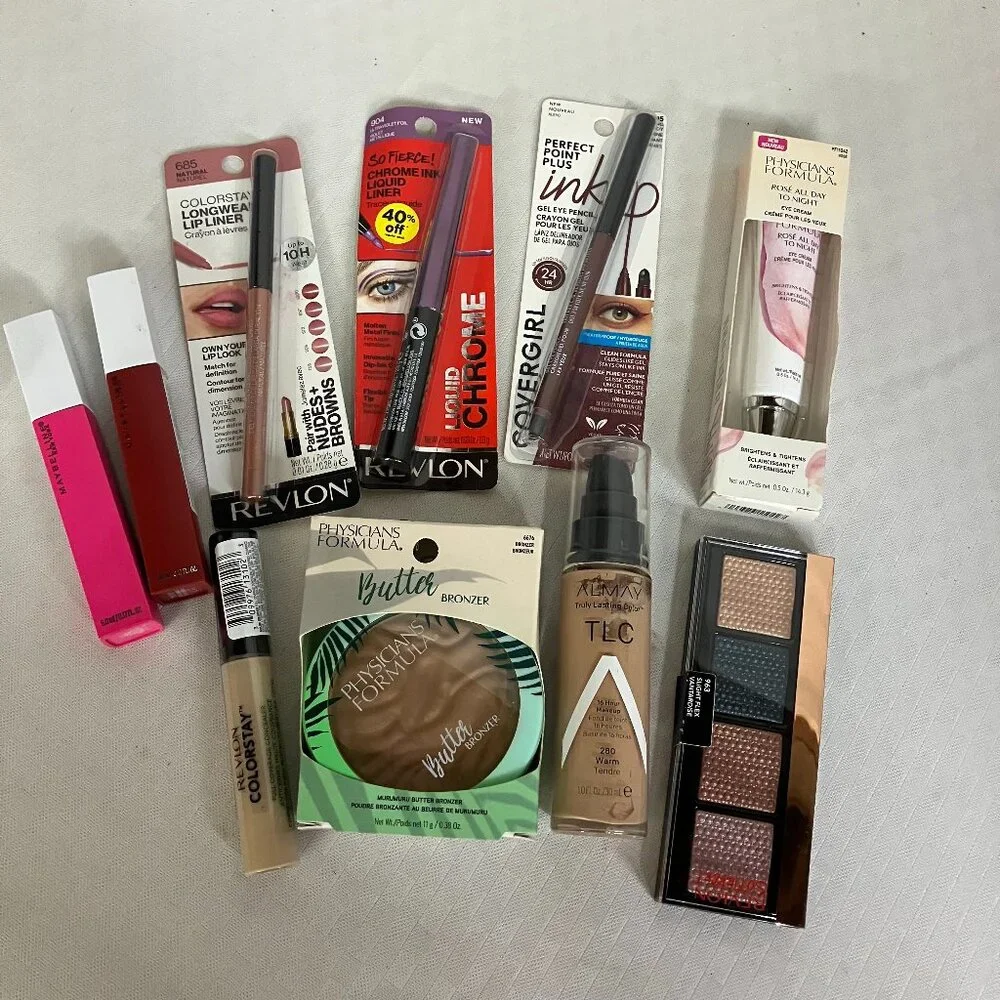 Mixed Lot of 10 Branded Makeup Items Revlon CoverGirl Physicians Formula